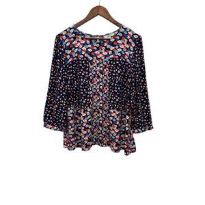 Boden Women’s Floral Blouse Uk 18/Us 14-Navy Multicolor Print Exelente Condition